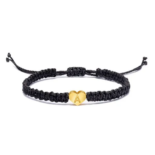 Gold Initial Bracelets for Women Teen Girls Handmade Rope Braided Adjustable Jewelry Personalized Birthday Gifts for Women(2PCS)