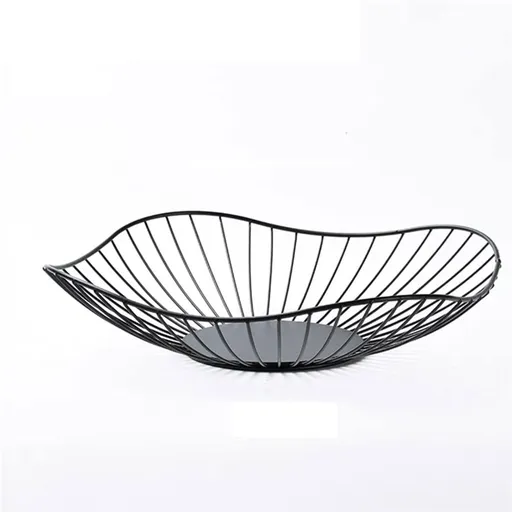 Iron Fruit Basket - Black Fruit Bowl for Kitchen Counter - Wire Storage Basket for Vegetable Snack Candy - Square Fruit Holder for Countertop - 10.7 Inches (Square)
