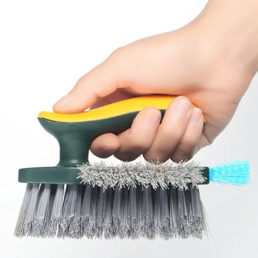 Multifunctional Gap Cleaning Brush, 2-in-1 Scrubber and Squeegee for Bathroom Floor Corners—Green