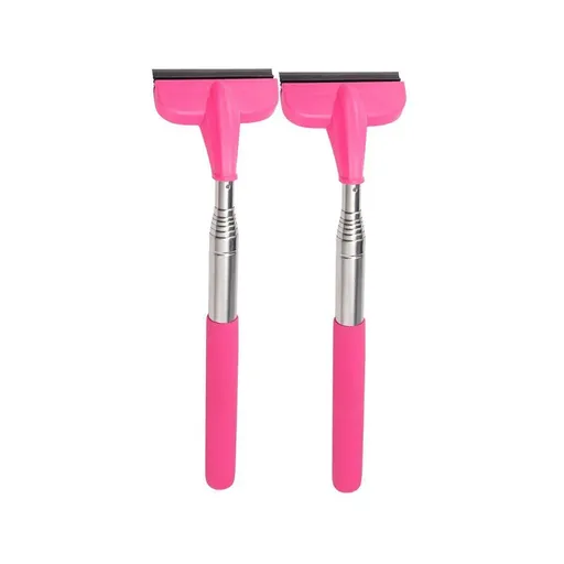 2pcs Retractable Windshield Wiper Set Rear View Mirror Cleaner Car Wiper Blade - Pink