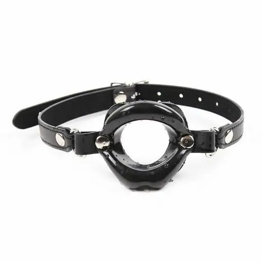 House Of Dasein Open Mouth Rubber Lips Gag Slave Training Bondage Restraints - Black