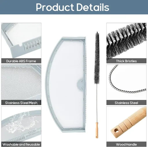CONLI Dryer Lint Filter Kit and Dryer Lint Brush for GE Models, Screen Renewal with Flexible Vent Cleaning Tool, Stainless Steel Mesh Collector