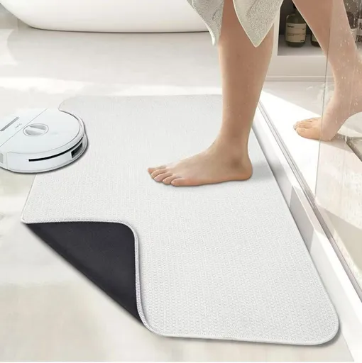White Super Absorbent Diatomite Quick Dry Bath Mat 50x80cm - Non-Slip Rubber Backing for Australian Bathroom & Entryway