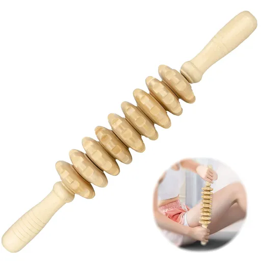 Wood Massage Roller Stick, Cellulite Muscle Roller Stick for Athletes, Trigger Point Manual Massage Stick for Sore Muscle