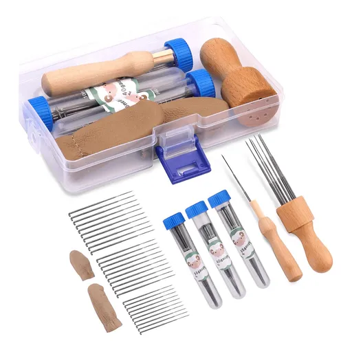 Wool Felting Needle Tools, Wool Felting Tool Kit with 3 Sizes Felting Needles and 1/8 Needle Wooden Handle for Needle