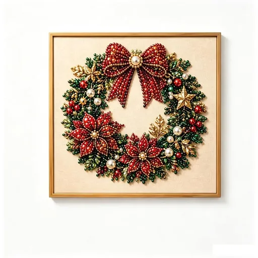 DIY Christmas Pearl Diamond Painting Art Kit with Frame, DIY 3D Pearl Art Craft Kit, Christmas Pearl Beads Art Craft for Adults Beginner, Gemstone Diamond Dots Beads for Home Wall Decor (G(Small))