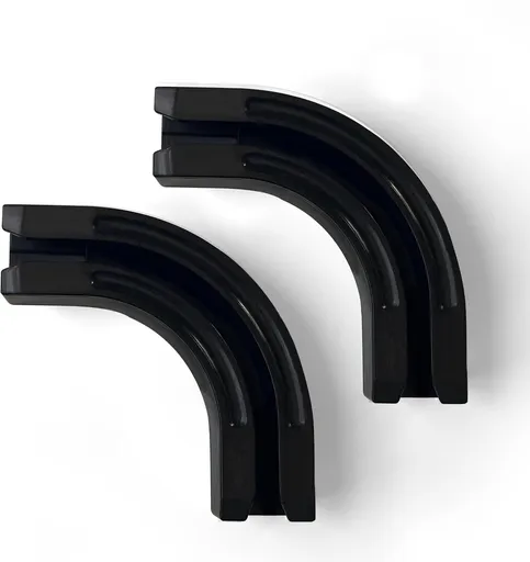90° Curved Connectors for Track Curtains Ceiling Mount/Wall Mount, Ceiling Track for Curtains, Room Divider Curtains Tracks（Black 2PCS）.