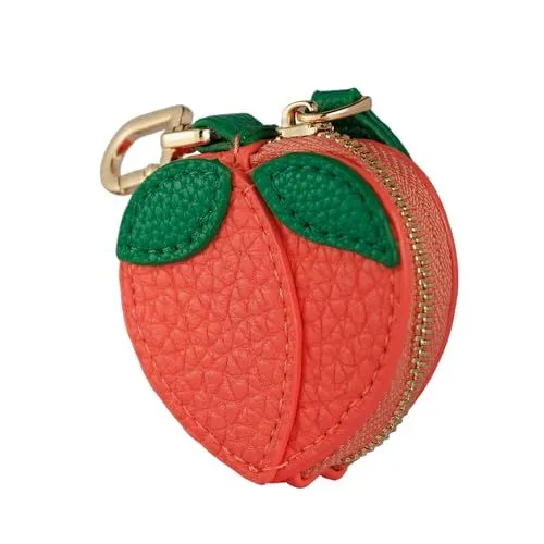 Cute Peach Purse Keychain, Ideal for Backpacks, Handbags and Everyday Use (coral red)