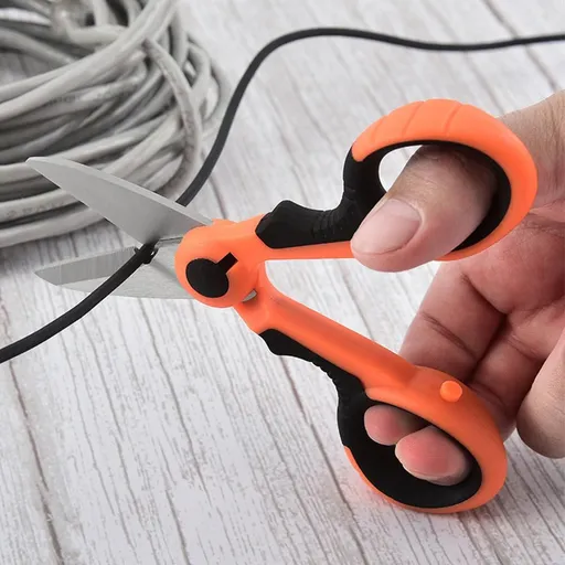 Portable Stainless Steel Scissors Anti-Slip Serrated Edge Scissors Saltwater Freshwater Braid Scissors for Fishing Traveling DIY