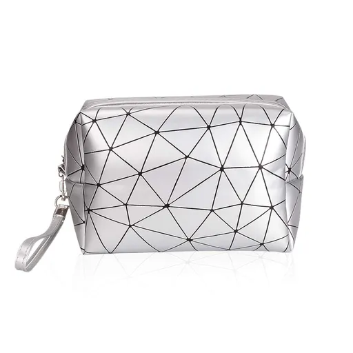 Makeup Bag, Waterproof Travel Toiletry Bag Large Capacity Cosmetic Bag Pouch Handy Organizer for Women Girls (Silvery)