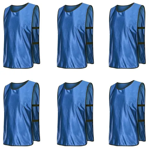 6X Sports Training Bibs Soccer Vests Group Team Bibs Basketball Cricket Football - Dark Blue-S
