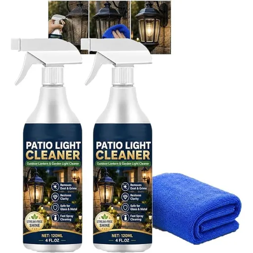 Outdoor Lantern and Garden Light Cleaner Spray, Patio Light Cleaner, Gentle Stain Removal & Maintenance, With Towel and Gloves for Glass, Lighting Fixtures, Metal Finishes