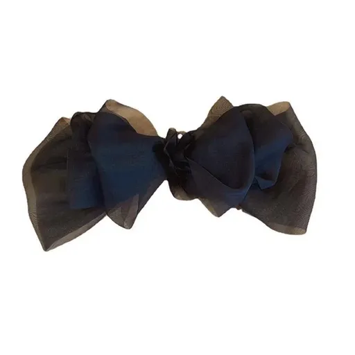 Large Tulle Bow Hair Clip Women Hair Clip Arty Headdress Gifts Ponytail Party - Black