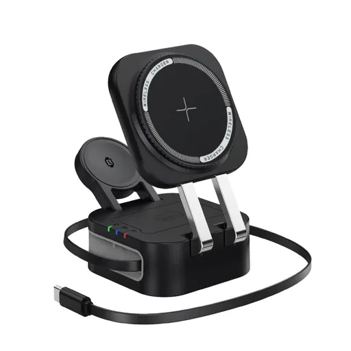 Laser 3 in 1 Foldable Wireless Charging Stand Black