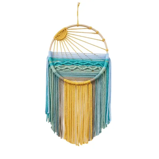Sun Wall Decor- Boho Wall Hanging Tapestry Sunset Wall Art, Boho Woven Tapestries Big Colorful Decor for Bedroom Living Room Nursery (Blue Sunset)