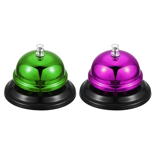 2 Pcs Call Bell, 85mm/3.35" Desk Bell Service Dinner Bell for Restaurant Hotel Room Kitchen Bar Party Classroom(Rose Red+Green)