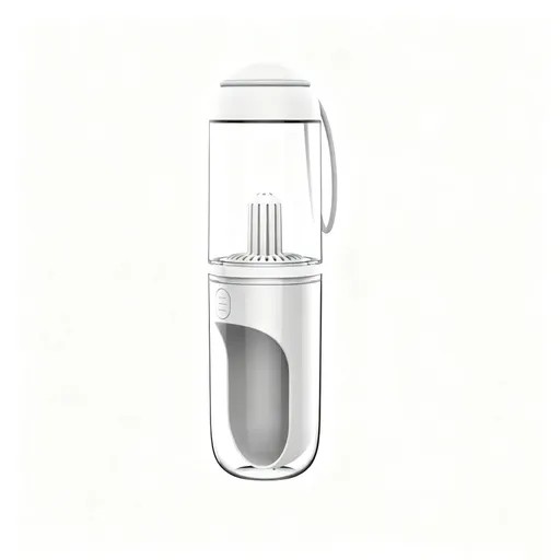 Foldable Portable Dog Water Bottle Dispenser with Filter, 330ml Pet Dog Water Bottle for Cats Puppy, Travel Water Travel White