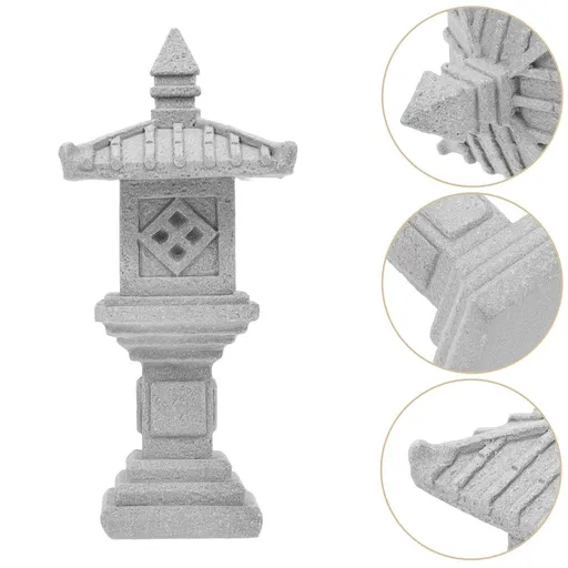 Stone Pavilion Statue, Grey, Realistic Craftsmanship, Garden and Entryway Decor