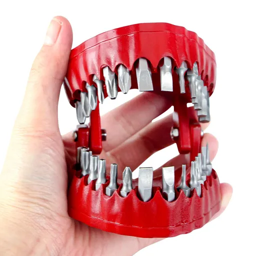 Hex Bit and Drive Bit Adapter Unique Teeth Model Design Bit Holders Set as Tool and Home Decoration (Red)