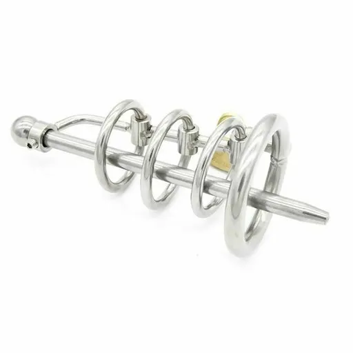 House Of Dasein Stainless Steel Cock Cage Urethral Sound Metal Ring Penis Plug - Inner Diameter 50Mm