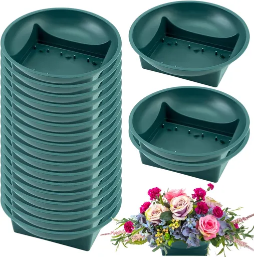 20 Pack Floral Supplies Green Bowls for Flower Arrangements, Floral Arrangements Supplies Containers for Floral Displays