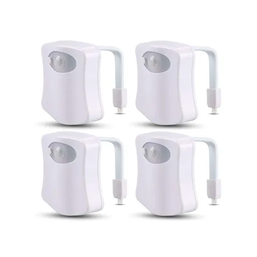 4 Pack Toilet Night Light with Motion Activated Sensor, 16 Colors LED Nightlight Inside Bowl, Cool Stuff for Bathroom Decor Accessories, Unique & Funny Gadgets for Men/Kids
