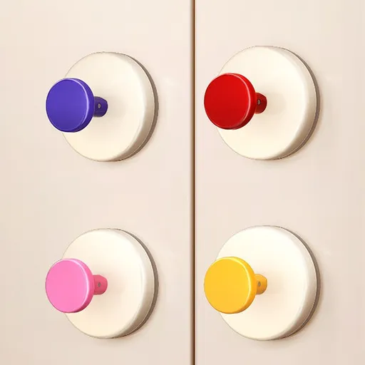 4-Pack - No-Drill Suction Cup Door Handle, Reusable Pull Knob for Wardrobes, Refrigerators, and Glass Sliding Doors - Assorted Colors