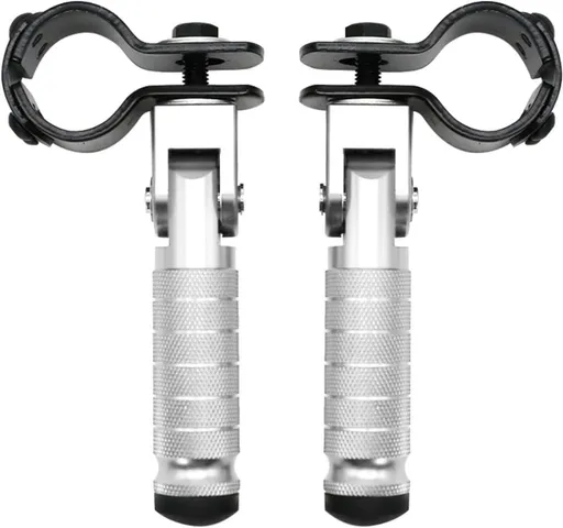 2 Pieces, Folding Motorcycle Footrests, 90 Degree Foldable Rear Pedal Steps with 31-33 mm Clamp, 12.2 x 11 cm, White