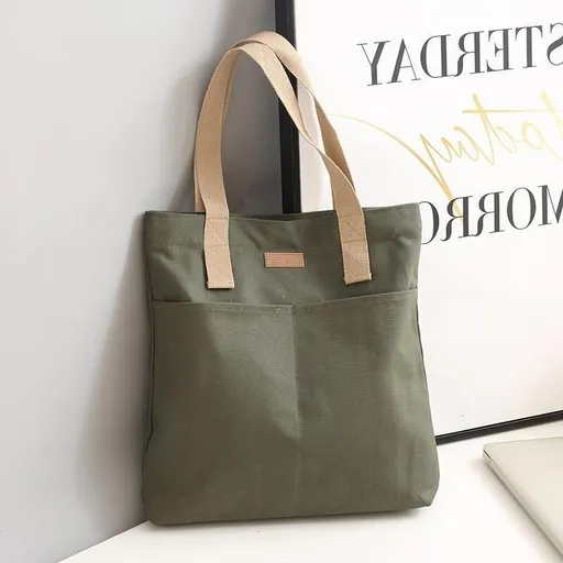Large Size Green Canvas Tote Bag | Christmas Commute Gift | Niche High‑Sense Large Capacity Laptop Shoulder Bag for Class