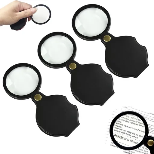 Magnifying Glass - 3 Pieces - 10x Magnification - Pocket Handheld Magnifying Glass - Reading Magnifier - Reading Magnifier - Mini Magnifying Glass - Reading Magnifier - Pocket Magnifying Glass - Reading Magnifier for Seniors and the Visually Impaired