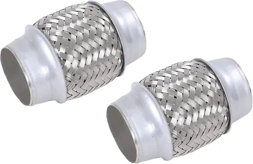 2PCS Exhaust Flex Pipe Stainless Steel Double Braid 1.75" x 4" w/Ends 4" Long