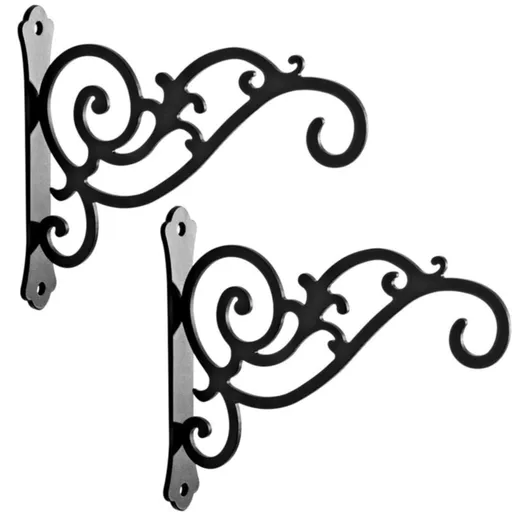 Hot Hanging Plant Bracket Wall Wrought Hook Hanging Plant Bracket Outdoor Flowerpot Hook Decorative Flower Rack Flower Rack Living Room Flower Rack Balcony Green Radish Finishing Balcony green flower stand Black