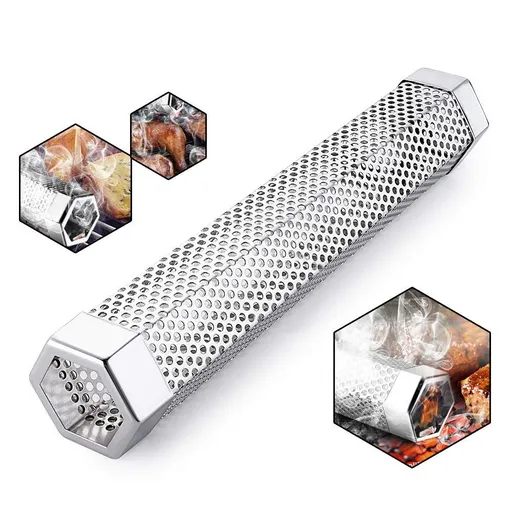 Pellet Smoker Tube for Grilling, 12 inches Premium Stainless Steel BBQ Wood Pellet Tube Smoker for Gas Charcoal , Hexagonal