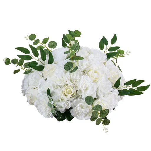 Flower Balls Arrangement Bouquet 10 PCS, 450 mm Diameter Artificial Flower Balls Wedding White Roses Centerpieces, Faux Flowers Arrangements for Wedding Centerpiece Home Table Decorations