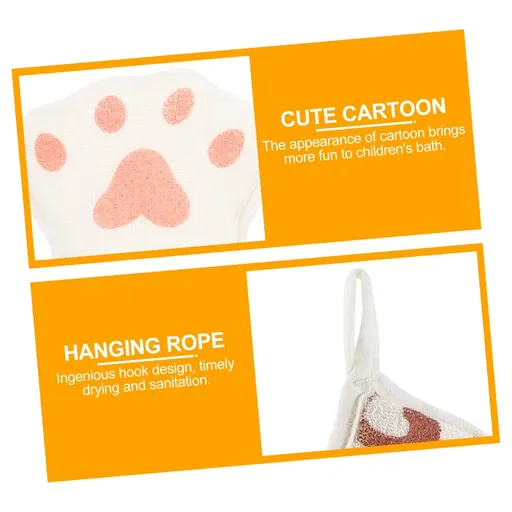 2pcs Paw Bath Cotton Cartoon Towel Sponge Natural Sponge for Bathing Shower Mesh Bath Sponge Exfoliating Mesh Brush