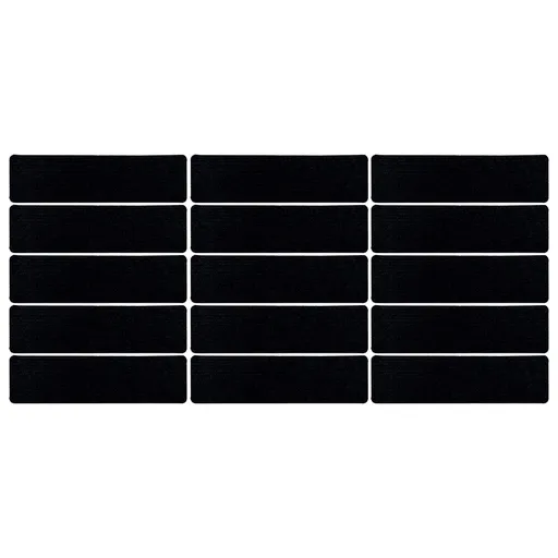 15 Pcs Stair Treads Cuttable Polyester Non Slip Soft Self Adhesive Stair Stripe Floor Mat CarpetBlack White Stripes