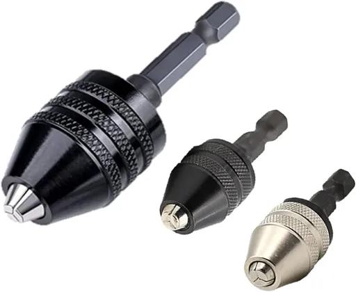 Drill Bit Adapter with 1/4 Hex Shank - 3Pcs Small Drill Chuck Extension for Impact Driver (0.6-8mm,0.3-3.6mmX2)