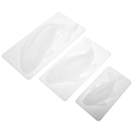 3-Piece White Fish Shaped Silicone Baking Mold Set for Rice Cake, Jelly, Chocolate, Candy Making