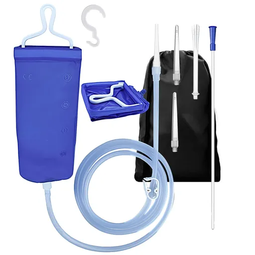 2L Enema Kit Colon Cleansing Irrigation Bag Set Silicone Enema Tubing Hose Tube Replacement, Coffee Enema Bucket Kit