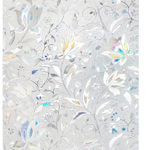 Window Privacy Film, Sun Blocking Window Clings, Cling Frosted Window Sticker Covering for Home, Rainbow Tulip 7.8" x 39"