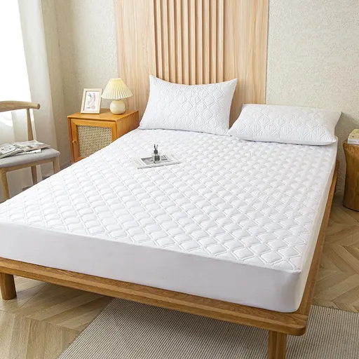 Waterproof Quilted Fitted Sheet Solid Color Toddler Pearlescent white-large plaid 1.8*2.2m single fitted sheet