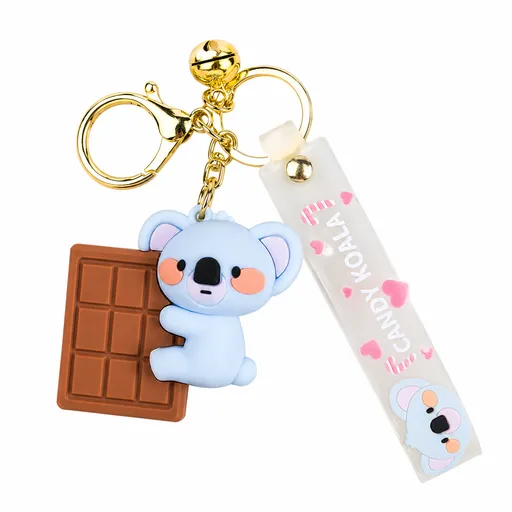 Chocolate Koala PVC Keychain - Cute 3D Cartoon Koala Figure , Soft Rubber Bag Charm and Car Key Ring Accessory, Lightweight Collectible Gift for Kids and Teens