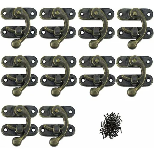 12 Pcs Scrapbooking Album Closures Wooden, Jewelry Boxes Solid Metal Clasps Aesthetic Closures Antique Hinges for Small Boxes