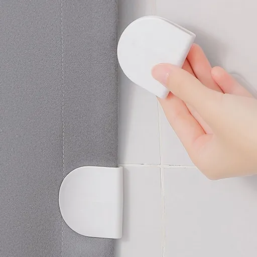 4-Pack White Adhesive Shower Curtain Clips for Bathroom Wall, Strong Hold, Easy Install