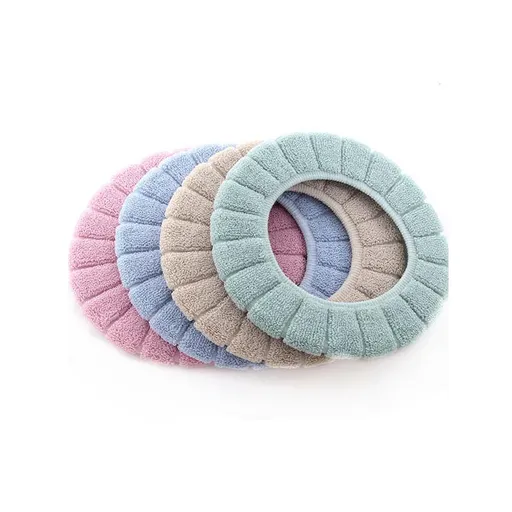 4 Pack Soft Toilet Seat Covers with Thick O-Shape Cushions, Removable Washable Warm Pads for Standard Toilet Seats, Multicolour
