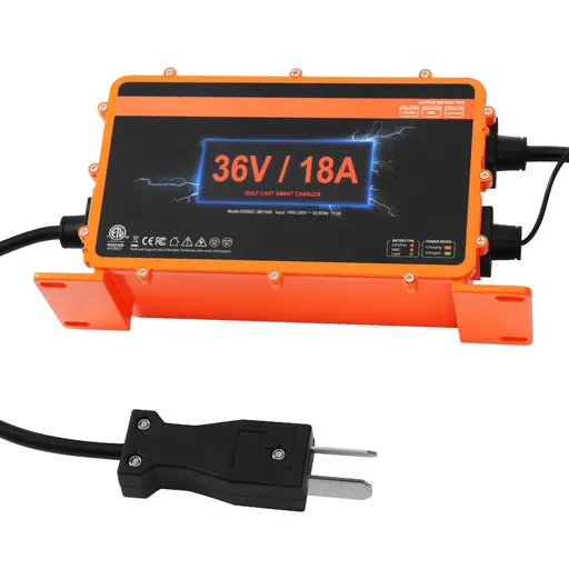Golf Cart Battery Charger, 18 AMP, Smart Club Car Charger with Crowfoot Plug, Compatible with Lead-Acid AGM/GEL/EFB MF NMC LiFePO4 Batteries for Club Car EZGO Yamaha, IP67 ETL Certified