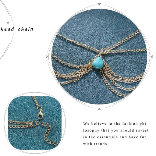 Head Chain Sequins Gold Layered Hair Chains Jewelry Festival Halloween Prom Costume Headpiece for Women and Girls