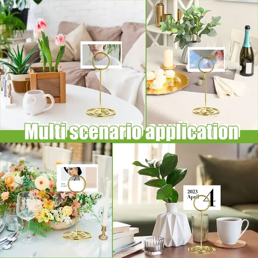 Table Number Holders, Simple Table Sign Stand Place Card Holder, Delicate Table Name Card Holder, (6pcs, Gold)