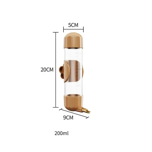 Brown Automatic Bird Water Feeder Bottle (200ml) - Leakproof No-Drip Dispenser for Parrots