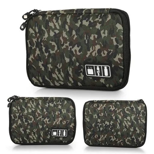 Electronic Accessories Storage USB Cable Organizer Bag Case Drive Travel Insert - Army